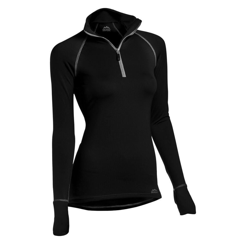 ColdPruf Women's Quest Performance Base Layer 1/4 Zip Mock Neck Top Size Small